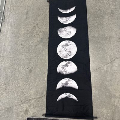 Sale Photo Thumbnail #200: Two wall hangings - moon and sun with astrological signs and 1 moon phase. Excellent condition