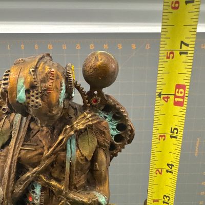 Sale Photo Thumbnail #34: Fascinating Man Dot Earth Statue. Perfect condition