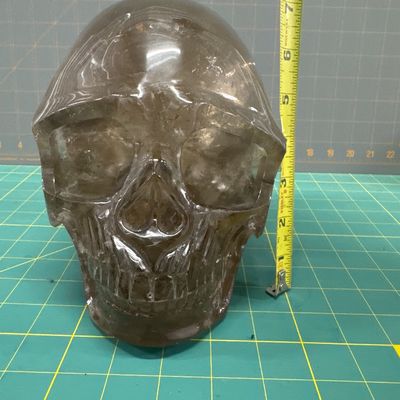 Sale Photo Thumbnail #40: Large Quartz Skull
Hand carved 
Good condition 
Comes with felt bag