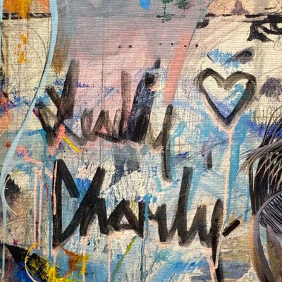 Sale Photo Thumbnail #94: This canvas print is an original abstract piece titled "The Space Between Us" by the popular Maui-based artist Charlie Lyon. Comes with COA