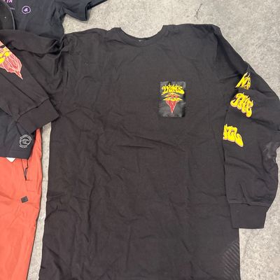 Sale Photo Thumbnail #197: Six-piece set, comes with three board shorts, size 36, one new rip curl t-shirt, one gently used rip curl t-shirt - size large, one long sleeve - size large and one hat. All in excellent condition
