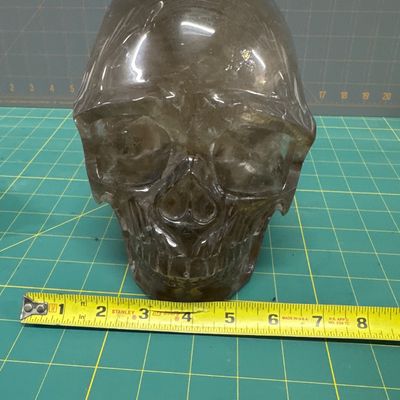 Sale Photo Thumbnail #41: Large Quartz Skull
Hand carved 
Good condition 
Comes with felt bag