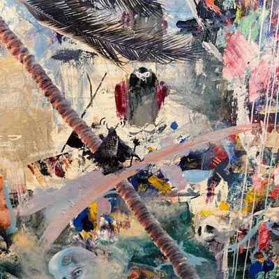 Sale Photo Thumbnail #101: This canvas print is an original abstract piece titled "The Space Between Us" by the popular Maui-based artist Charlie Lyon. Comes with COA