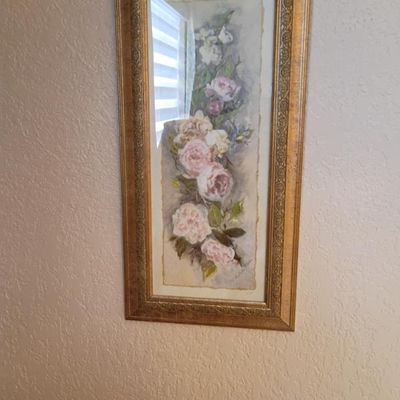 Sale Photo Thumbnail #30: Framed floral wall painting $30