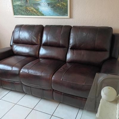 Sale Photo Thumbnail #21: 3 seater Retractable  Motorized Reclining Leather couch like new $475