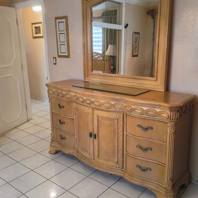 Sale Photo Thumbnail #29: Long Bedroom Dresser with Mirror $450
