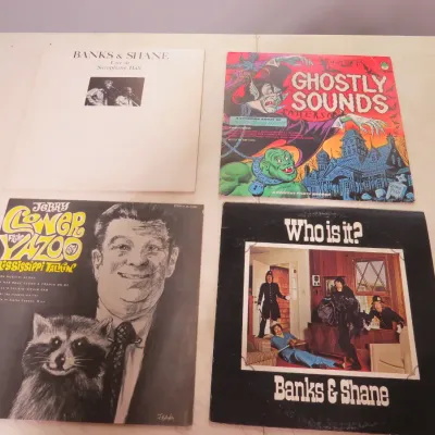 Sale Photo Thumbnail #117: Collection of four vintage vinyl LP albums, including Banks & Shane and a Peter Pan Ghostly Sounds sound effects record.