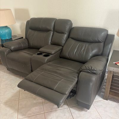 Leather recliner sofa