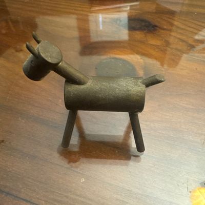 Sale Photo Thumbnail #23: Vintage brass mini donkey figurine in a brutalist or mid-century modern style.
