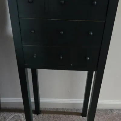 Green side table with drawers