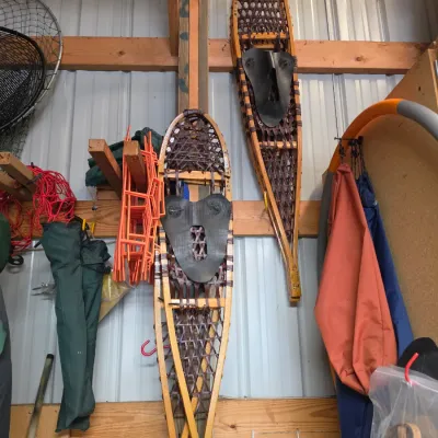 Sale Photo Thumbnail #69: Vintage wooden snowshoes.