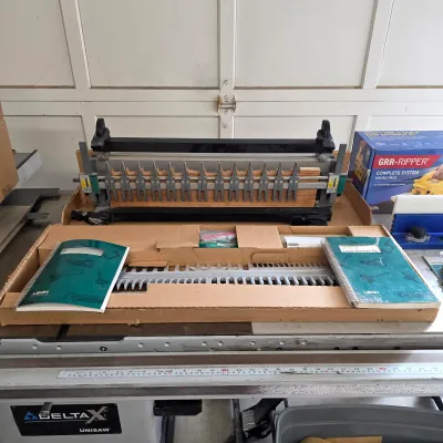 Sale Photo Thumbnail #253: Leigh dovetail jig with adjustable fingers, templates and instruction manuals.