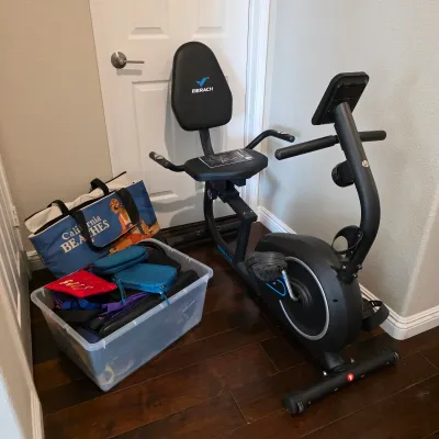 Sale Photo Thumbnail #189: MERACH recumbent exercise bike with backrest and digital console.