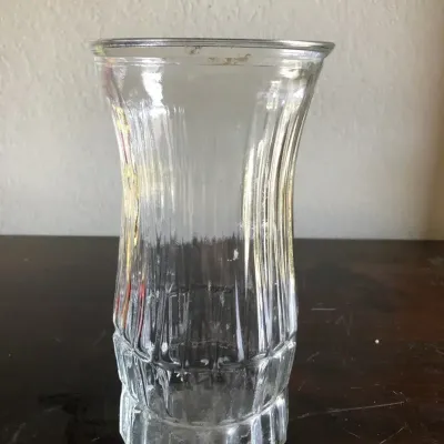 Clear Glass Fluted Vase, Approx. 9½”