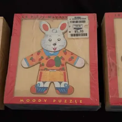 Set of 3 Wooden Dress-Up Puzzles, Battat Dress Up Bear and 2 Moody Animal 18-Piece Puzzle.