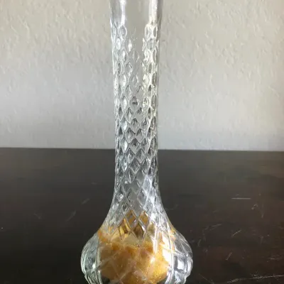 Clear Pressed Glass Bud Vase with Diamond Pattern
