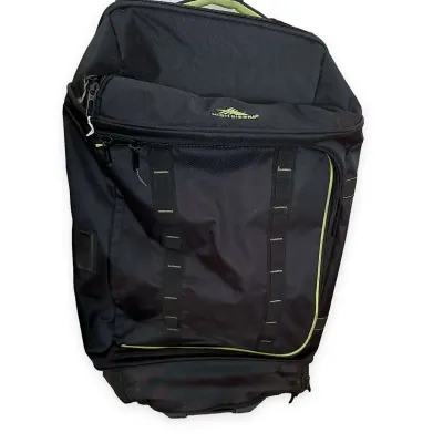 High Sierra Rolling Upright Luggage Bag, Black with Lime Green Accents, Telescoping Handle
