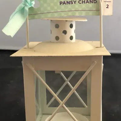 Mini White Metal Wedding Lantern with Glass Panels