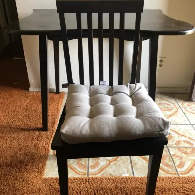 Dark Wood Dining Table with Matching Slat-Back Chairs