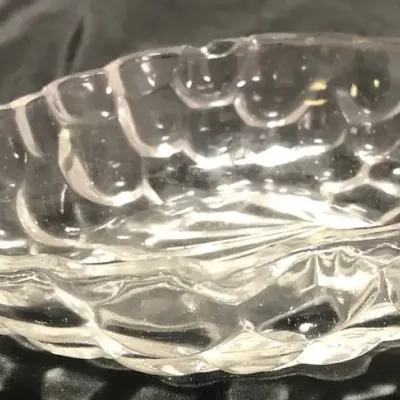 Vintage Clear Pressed Glass Leaf-Shaped Serving Dish