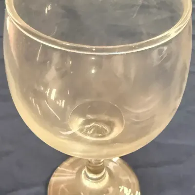 Vintage Clear Stemmed Goblet Glass – Elegant Water Wine Glass with Thumbprint Base