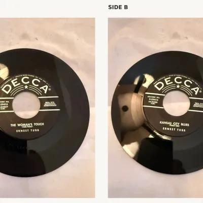 Ernest Tubb – “The Woman’s Touch” / “Kansas City Blues” – Decca 45 RPM, No. 9-29415