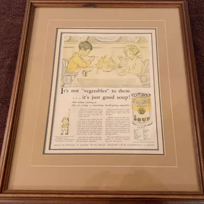 Vintage Campbell's Vegetable Soup Magazine Ad "It's Not Vegetables to Them" Jessie Willcox Smith Art