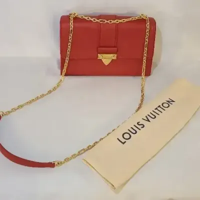Authentic Louis Vuitton Saint Sulpice Handbag/Shoulder Bag W/Monogram, Goldtone Chain & Dust Cover 