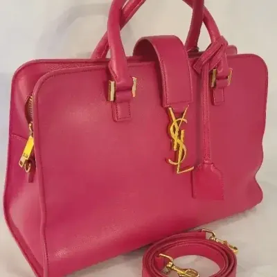 Authentic Yves Saint Laurent Monogram Cabas Handbag W/Top Handle & Shoulder Strap 