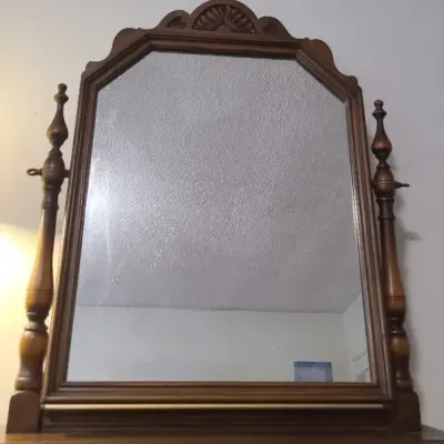 Mirror, Mirror! Victorian-Style Carved Wood Tilting Dresser Mirror with Turned Finials