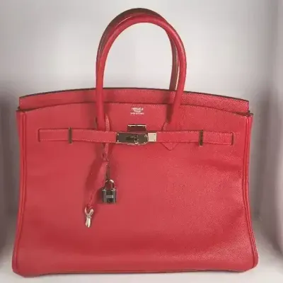 Authentic Hermès Birkin 30 Red Epsom Leather Handbag Entrupy and Real Authentication Certified
