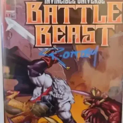 Framed Invincible Battle Beast Comic Book Signed by Ryan Ottley with COA