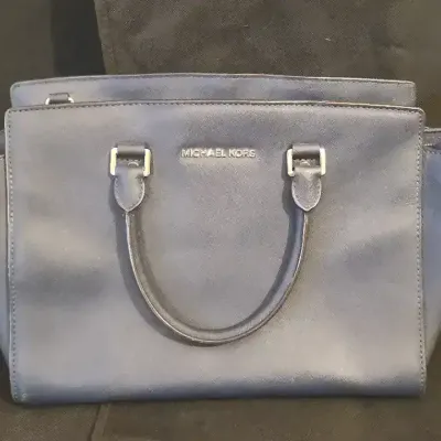 Michael Kors Selma Saffiano Leather Blue Satchel