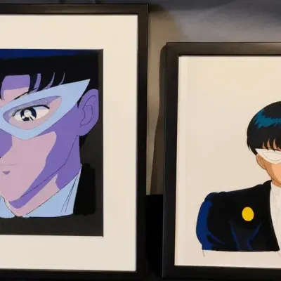 Framed, Believed Authentic, 1990s Anime Production Cels: Sailor Moon's Tuxedo Mask  