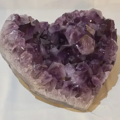 Purple Heart Shaped Amethyst Crystal Geode