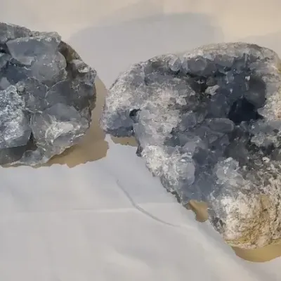 Ice Blue Times Two – Celestite Crystal Clusters