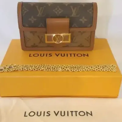 Authentic Louis Vuitton Dauphine Handbag With Chainlink Shoulder Strap + Box/Dustbag 