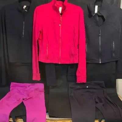Lululemon Activewear Assortment — Zip-Front Jackets, Top & Two Bottoms
