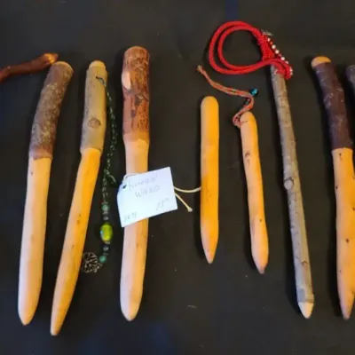Decorative Wizard Wand Assortment with Wood-Tone Finishes, Cord & Bead Accents