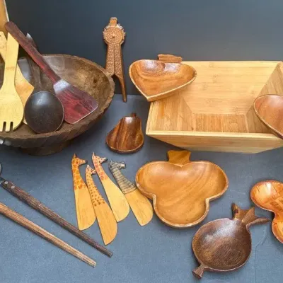 Wooden Bowls And Serving Utensils 
