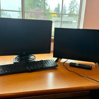 Small Insignia TV And HP Monitor