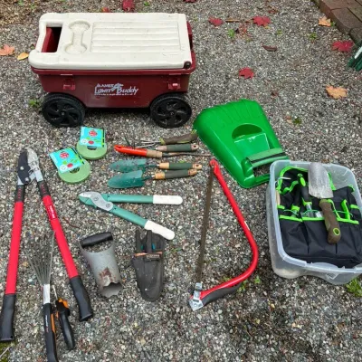 Landscaping Cart And Hand Tools 