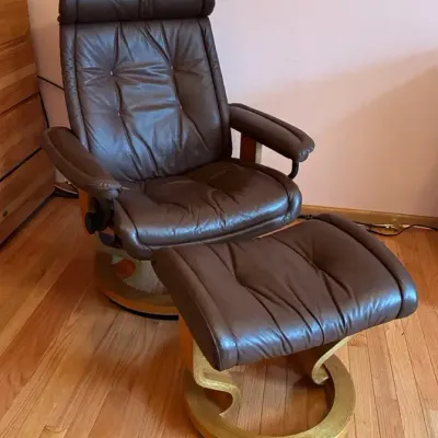 JK Ekornes Stress-Less Recliner And Footstool 
