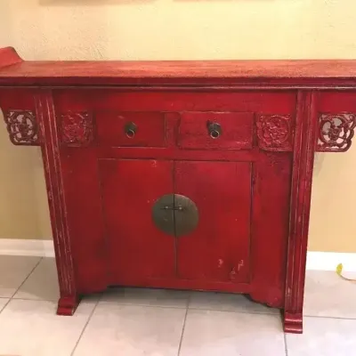 Chinese Red Lacquer Cabinet