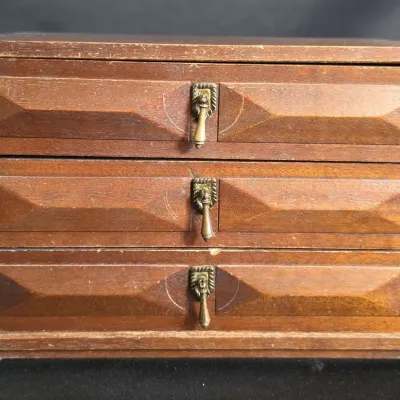 Wooden Jewelry Box with Costume Jewelry