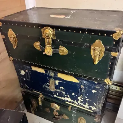Three Vintage Trunks With Assorted Ephemera 