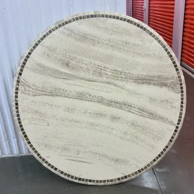 Travertine Outdoor Table Top and Metal Base