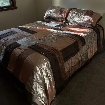 Satin King Comforter, Dust Ruffle, And King Shams 