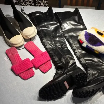 Women’s Size 10 (41) Boots And Shoes & Furry Purse