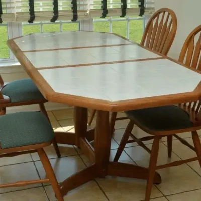 Tile Topped Expandable Kitchen Table Set